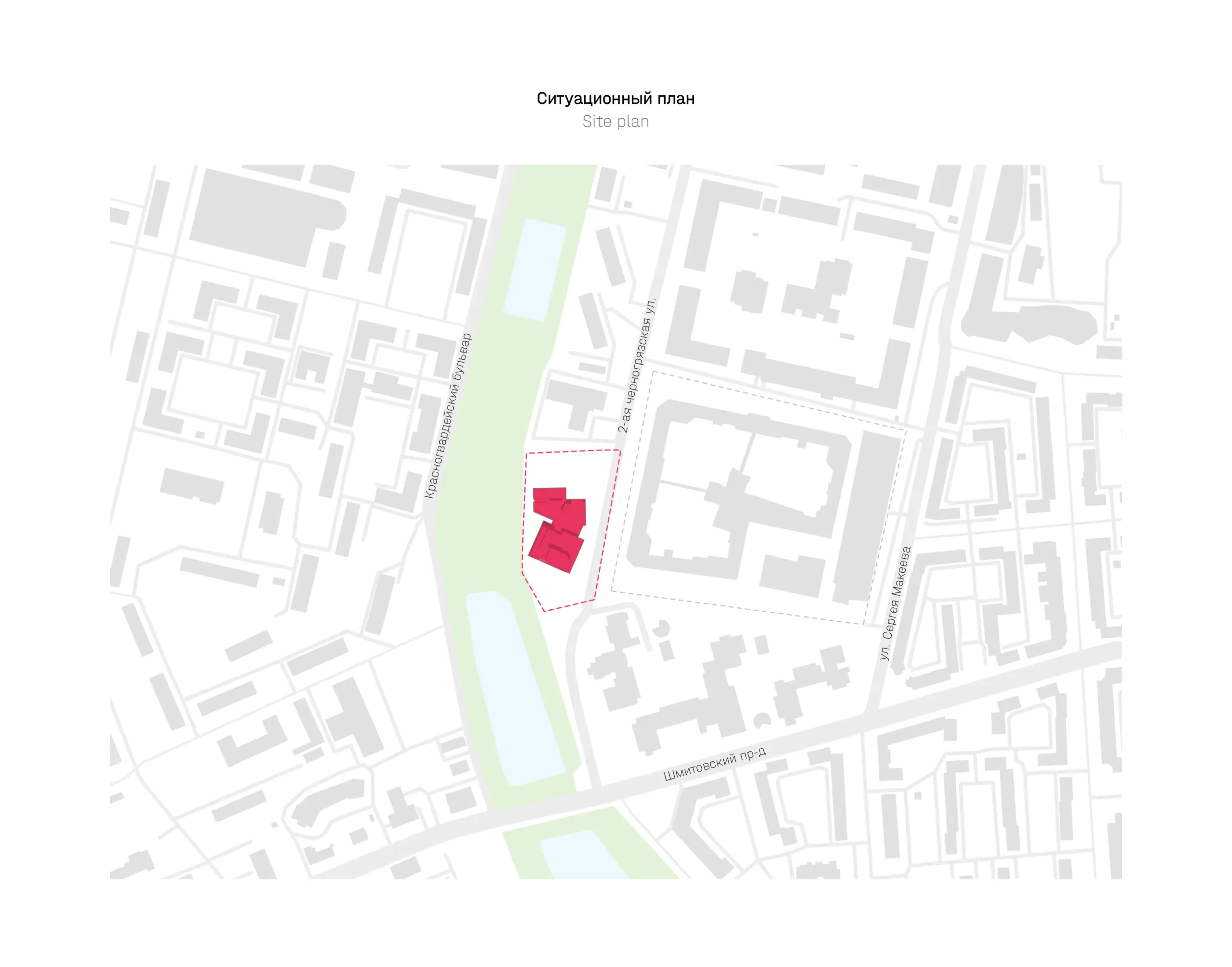 Location plan of the Educational Centre on Sergey Makeev Street in Moscow