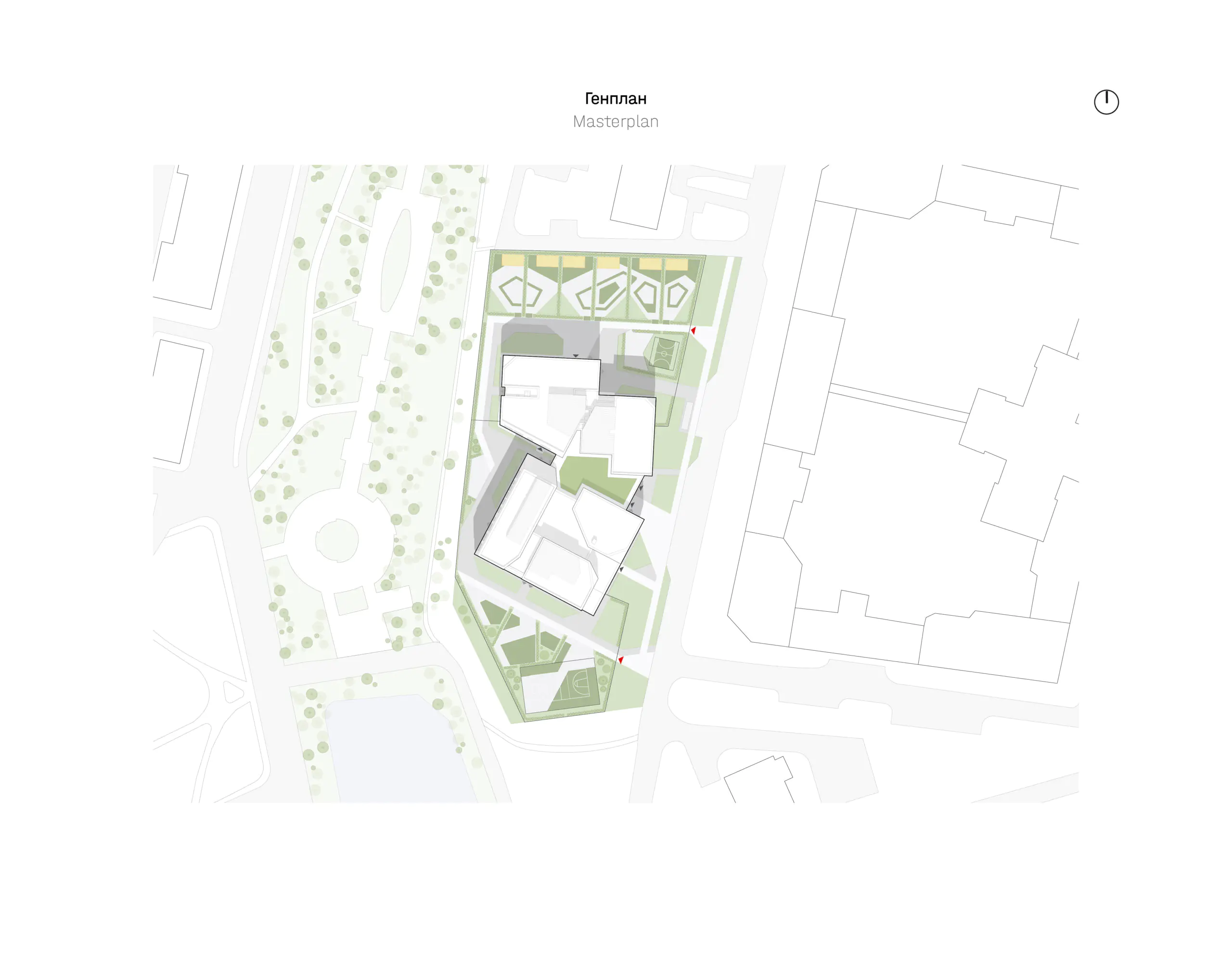 Educational Centre masterplan with school, preschool and sports areas