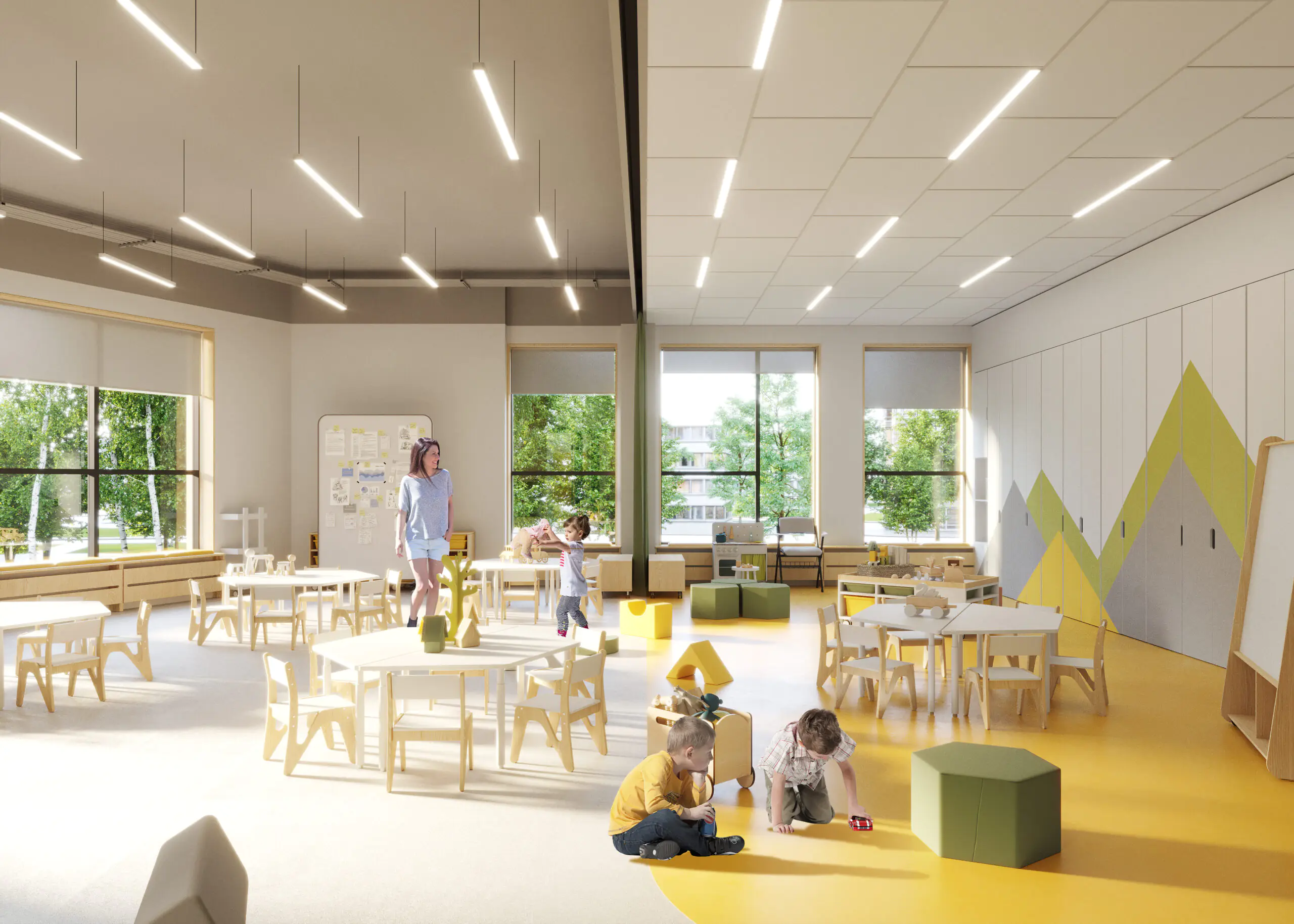 Preschool group room with play and learning areas