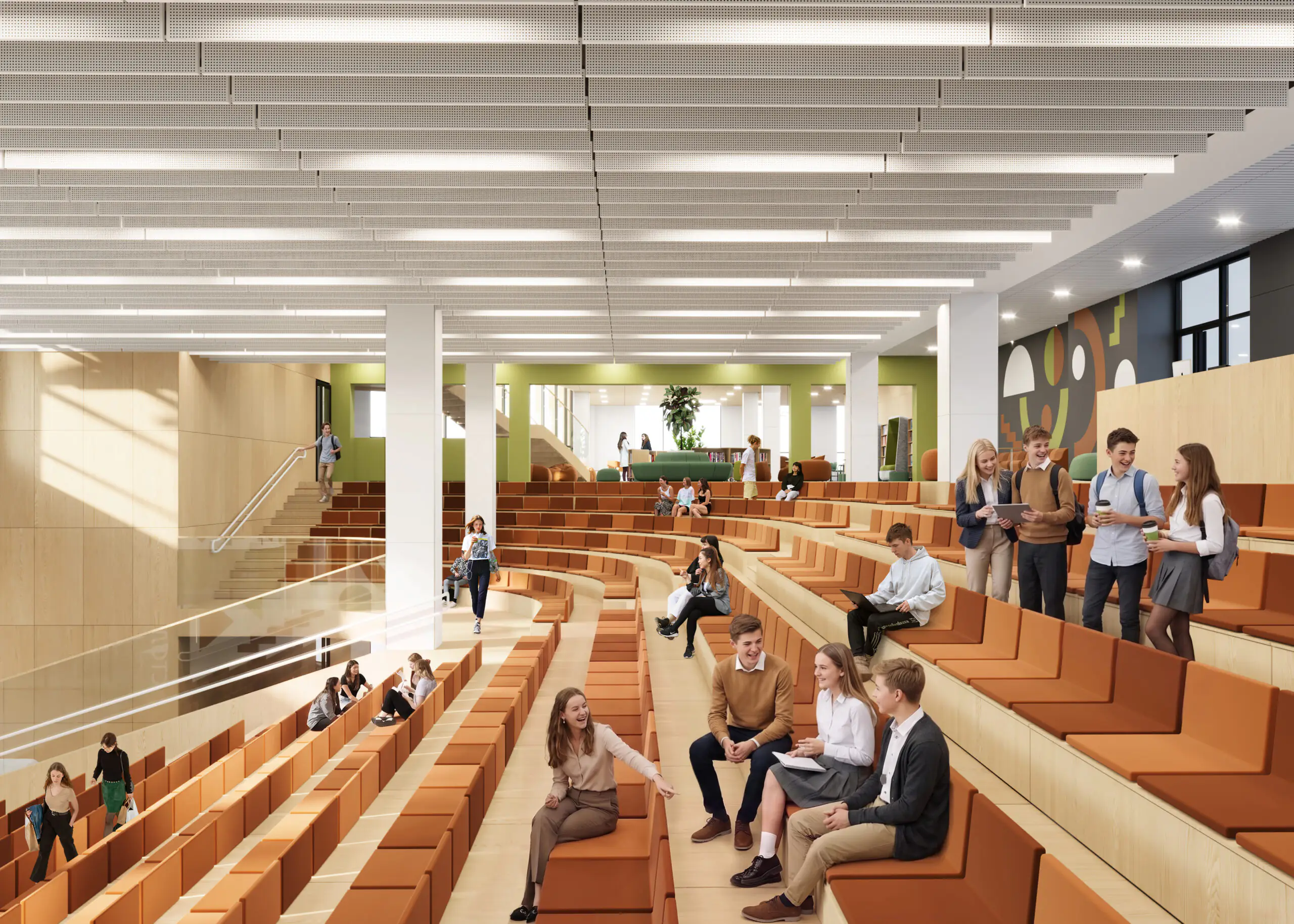 Multi-level recreation space within the atrium of ZILART Educational Centre
