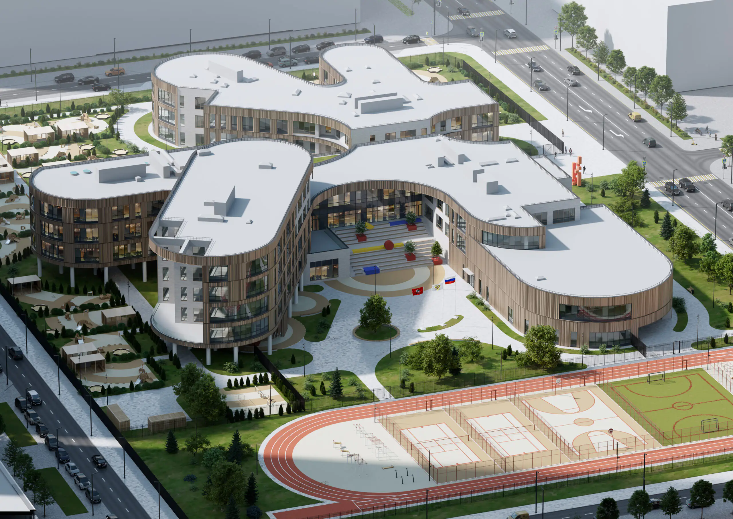 ZILART Educational Centre with school courtyards and outdoor sports facilities